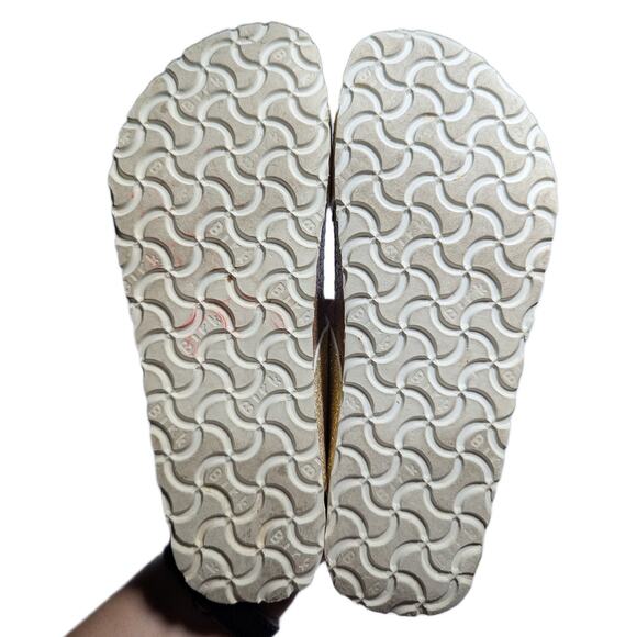Birkenstock Birki's Gold Glitter Double Strap Cork Footbed Slide Sandals 36 5 N - Picture 5 of 6